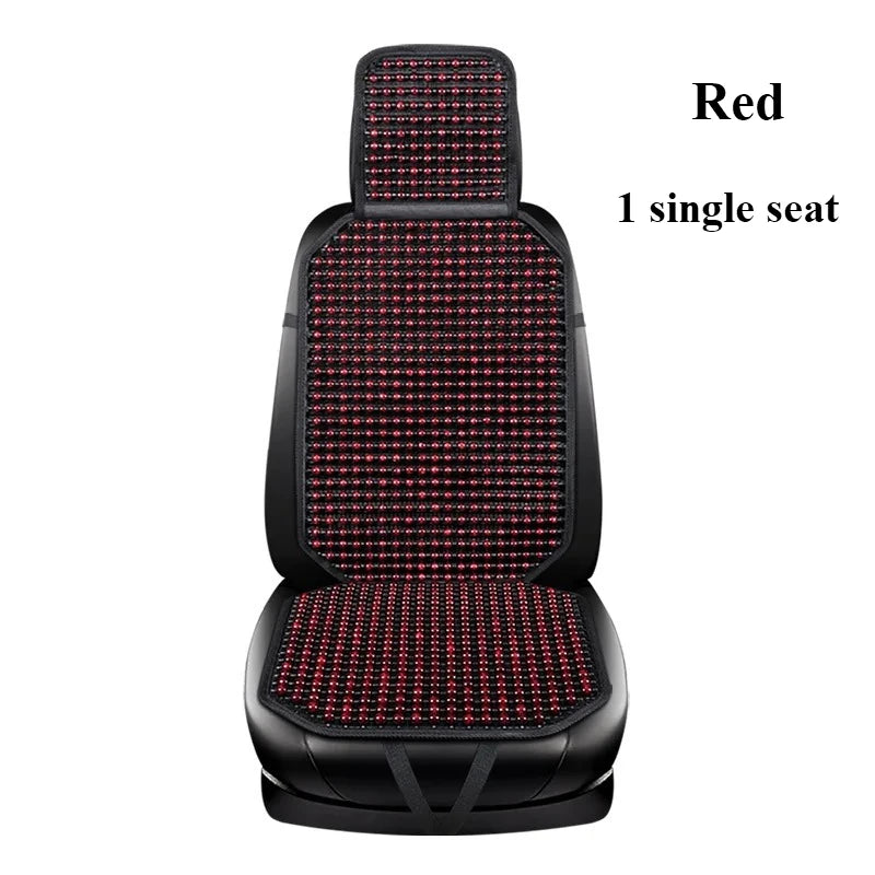 1pc Classic & Elegant Wooden Bead Car Seat Cushion – Natural Wood, Smooth & Breathable for Year-Round Comfort