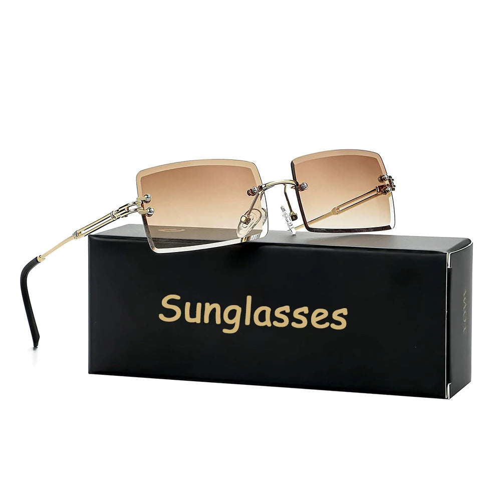 Men's Retro Sunglasses | Vintage Rimless Rectangle UV400 Protection