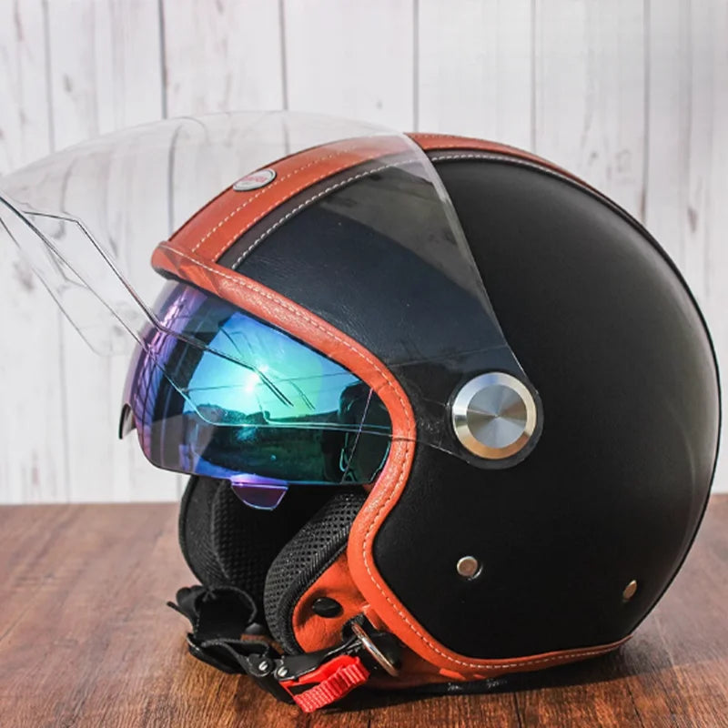 Unisex Open Face Motorcycle Helmet with Double Visors | Safe & Stylish