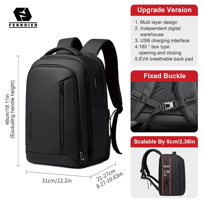 Men's 16-Inch Laptop Backpack | Expandable Travel Bag with High Capacity