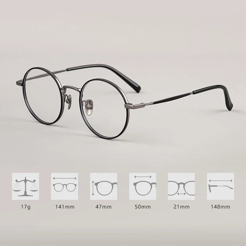 Ultra-Light Retro Round Eyeglasses | Stylish Titanium Frames