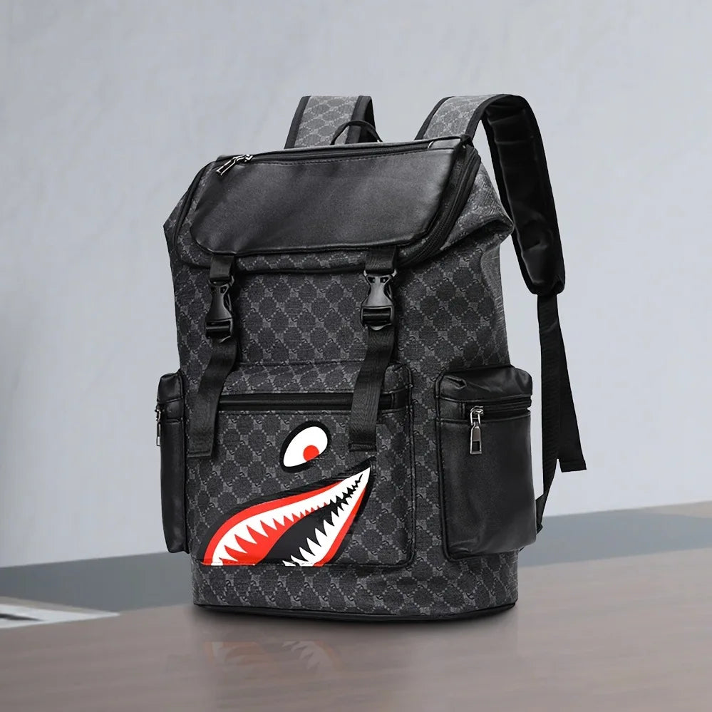 Large Capacity Waterproof Retro Shark Backpack for Outdoor Use