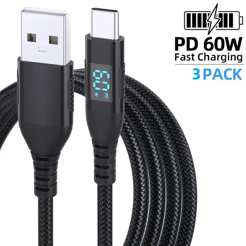 High Speed USB Type-C Fast Charging Cable with Digital Display