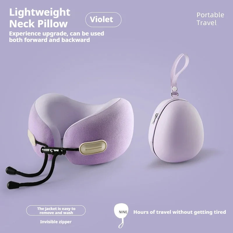 U-Shaped Memory Foam Neck Pillow Travel & Office Pillow Soft Support Cushion with Portable Storage Box