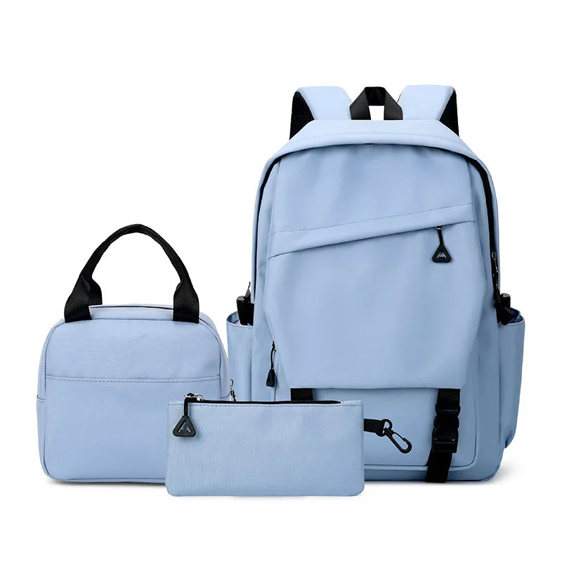 Versatile 3pcs Campus Backpack Set for Students and Travelers