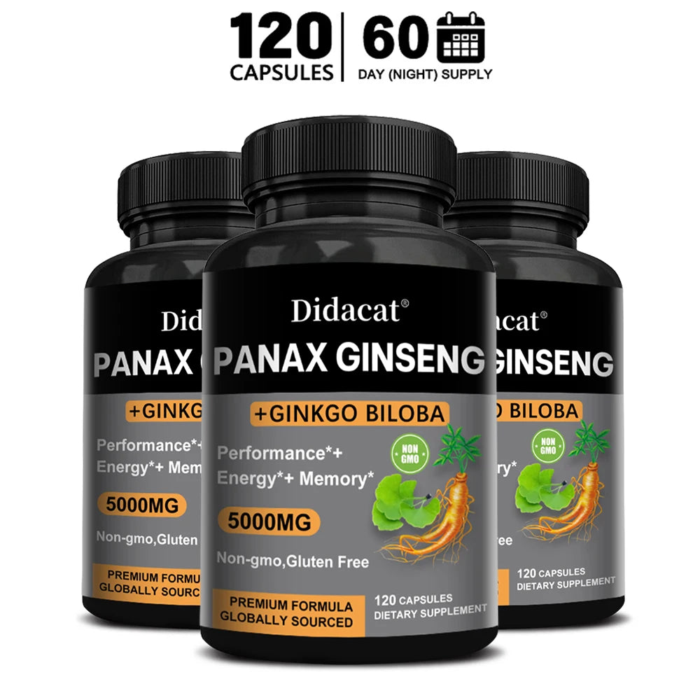 High-Potency Korean Red Ginseng & Ginkgo Biloba Capsules