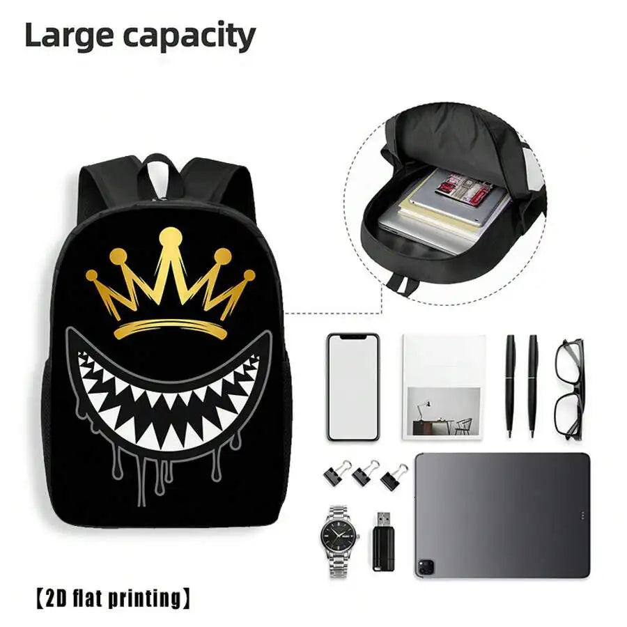 Unisex Crown Tooth Graphic Backpack | Stylish & Spacious Essentials