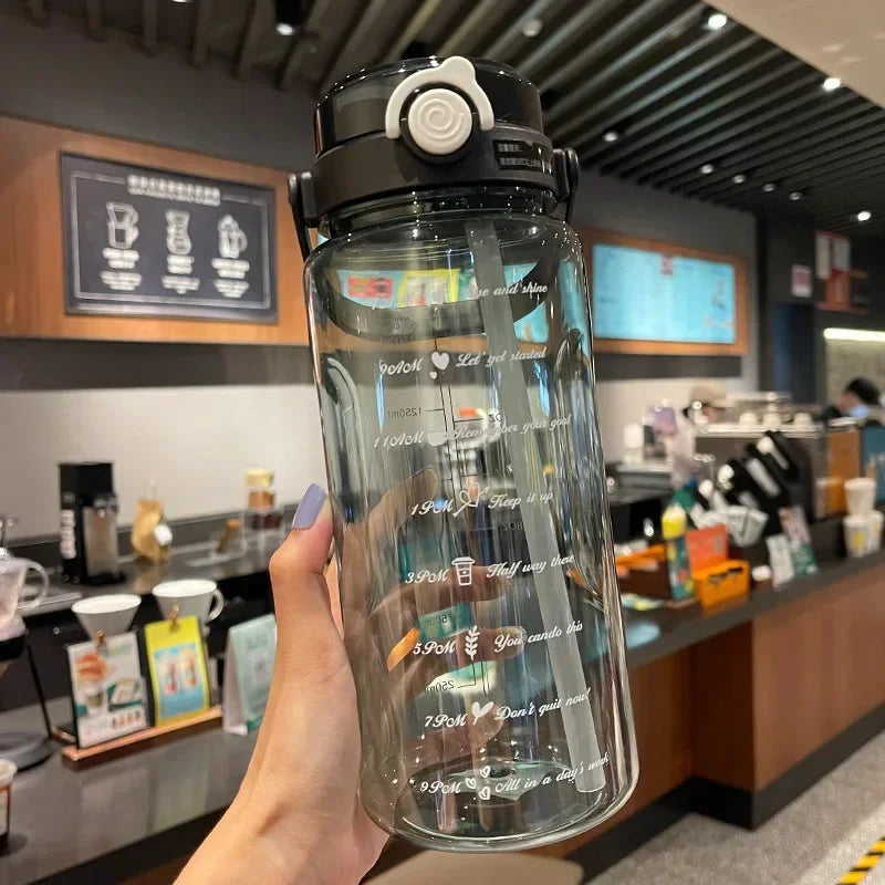 Large Capacity Sport Straw Water Bottle | Portable Travel Cup