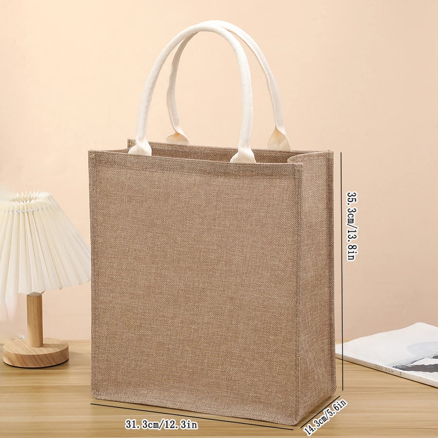 Large Capacity Linen Tote Bag | Versatile Jute Shopping Organizer