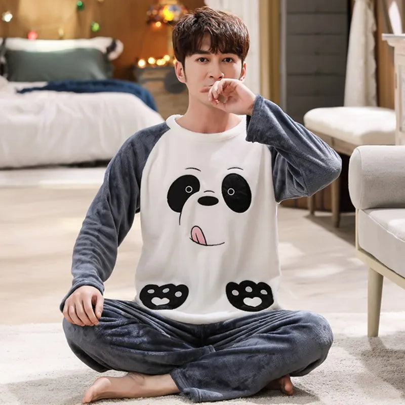 Cozy Flannel Pajamas Set for Couples | Warm Homewear Comfort