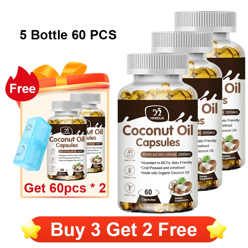 2000mg Coconut Oil Capsules | Boost Metabolism & Nourish Skin