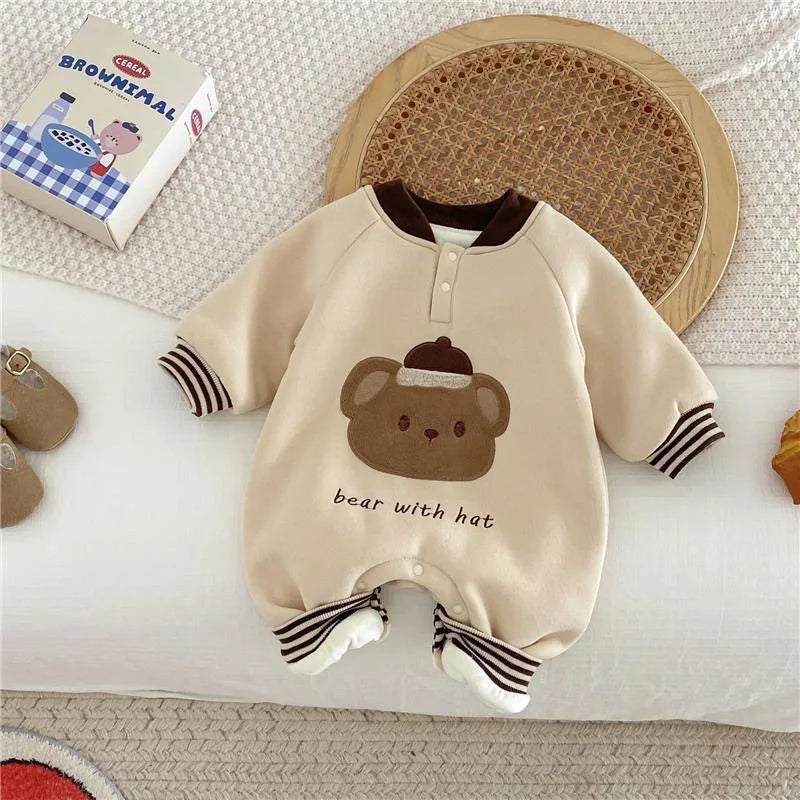 2026 Spring Newborn Cute Baby Onesie Boys Girls Thickened Long Sleeve Letter Pattern Baby Romper