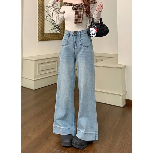 Women's High Waist Wide Leg Jeans | Comfortable Vintage Denim Pants