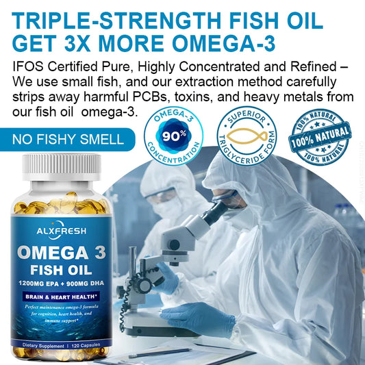 Wild Caught Omega 3 Fish Oil Soft Gels | High EPA & DHA Supplement