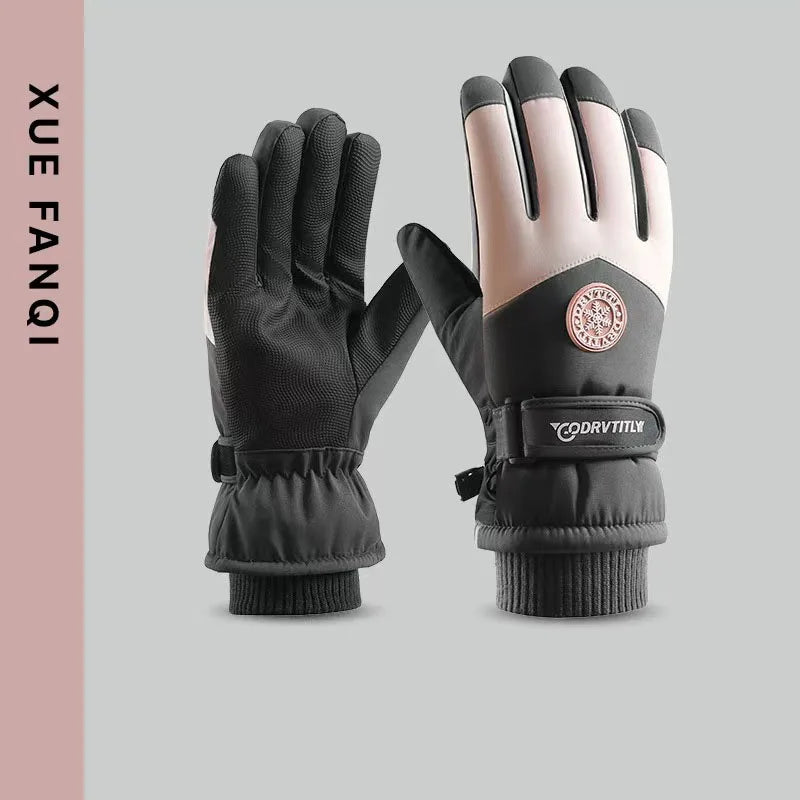 Waterproof Ski Gloves for Women Winter Touch Screen Snow Gloves Fleece Lined Warm Thermal Non-Slip Gloves for Skiing Running Snowboard