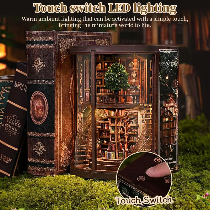 Kit DIY de rincón de lectura de madera | Idea de regalo y manualidad de sujetalibros en miniatura