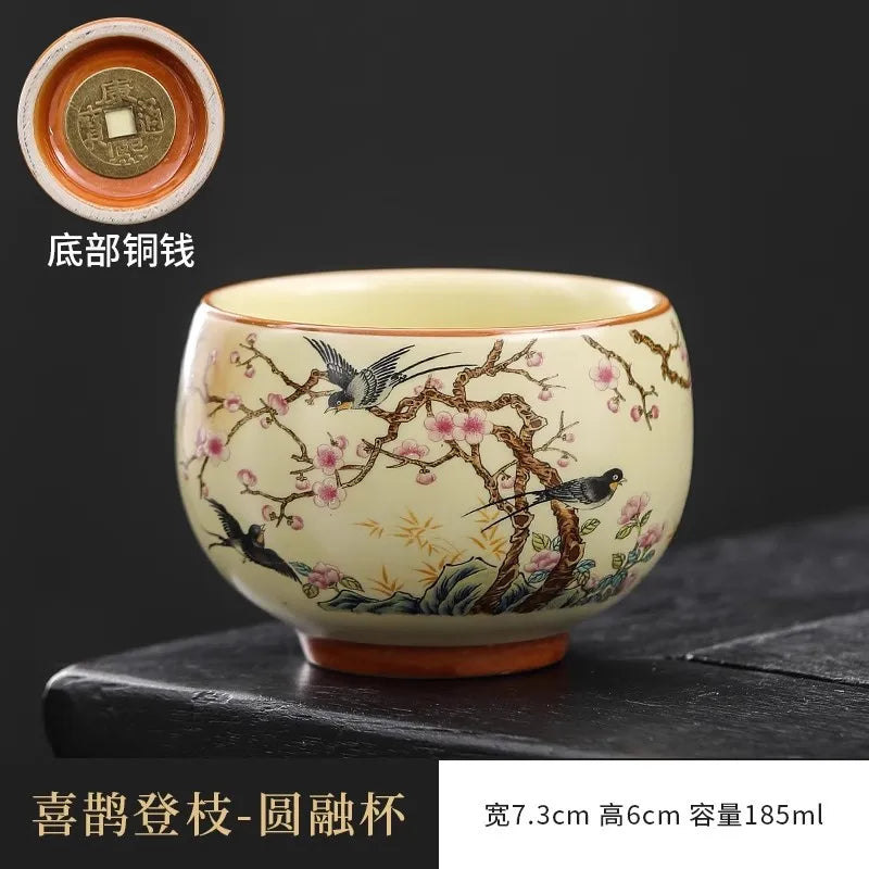 Japanese Ceramic Teacups Creative Retro Handmade Heat Resistant Kung Fu Tea Set Drinkware Mug Tea Bowl Household Teaware New