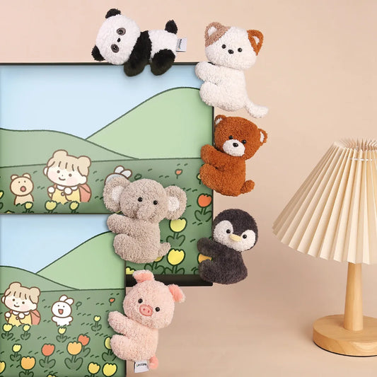 Cute Cartoon Jungle Animals Clip Dolls | Plush Toy Screen Decor