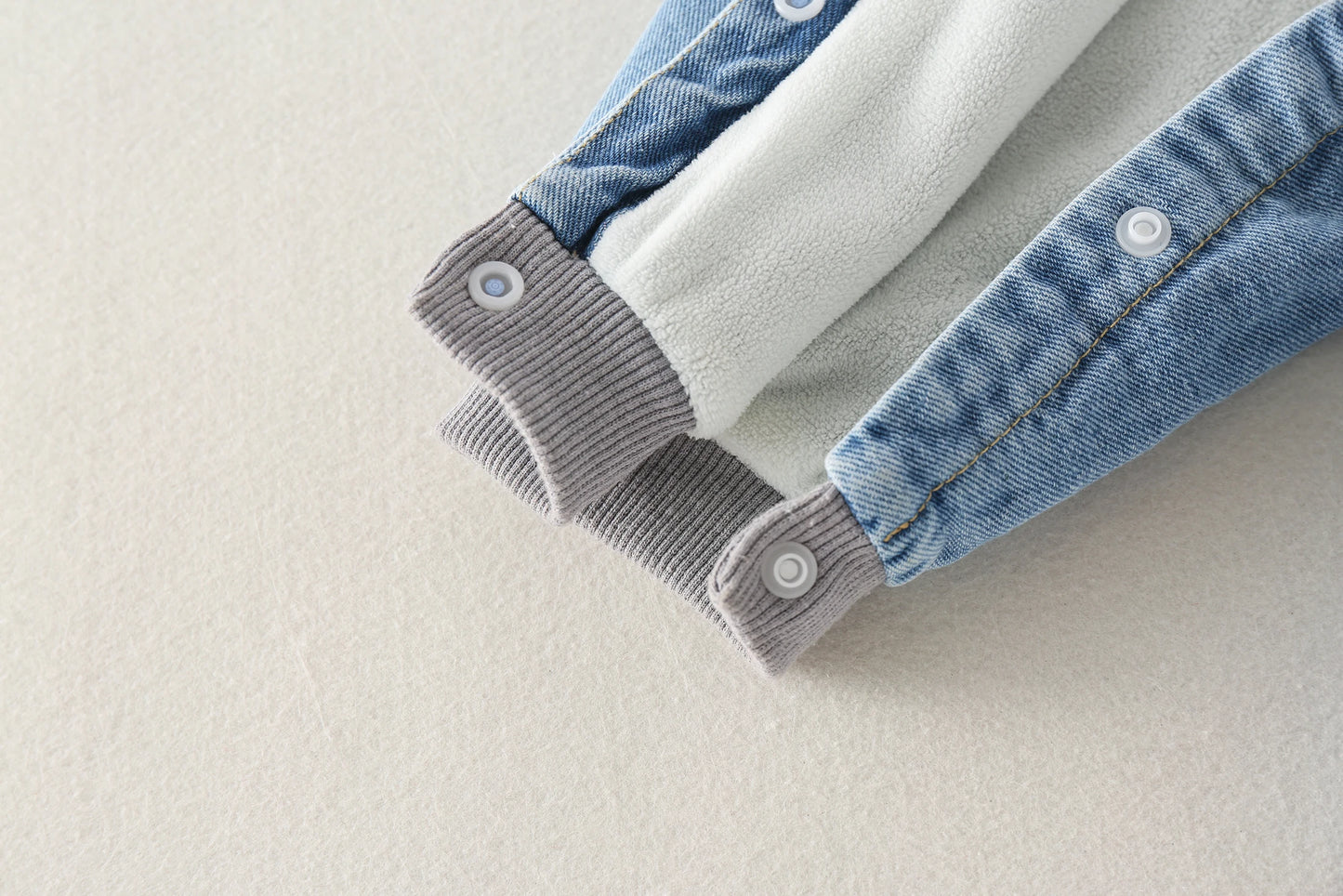 Spring Newborn Baby Boy Denim Romper with Hat Blue Baby Outfit Onesie for Infants