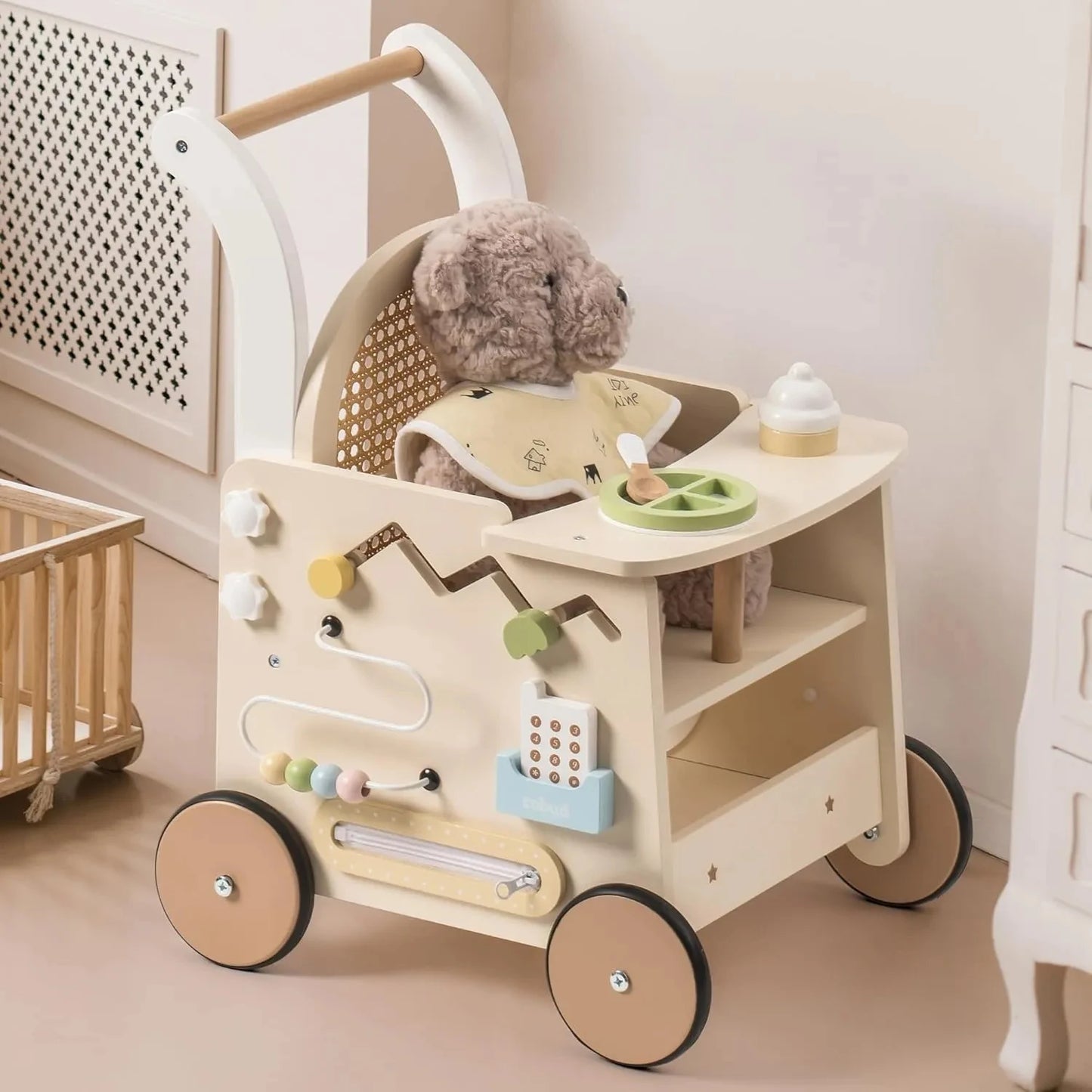Natural Wooden Baby Push Walker | Sustainable First Steps Toy