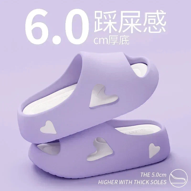 Women's Heart Platform Cloud Slippers | Soft Indoor & Outdoor Sandals