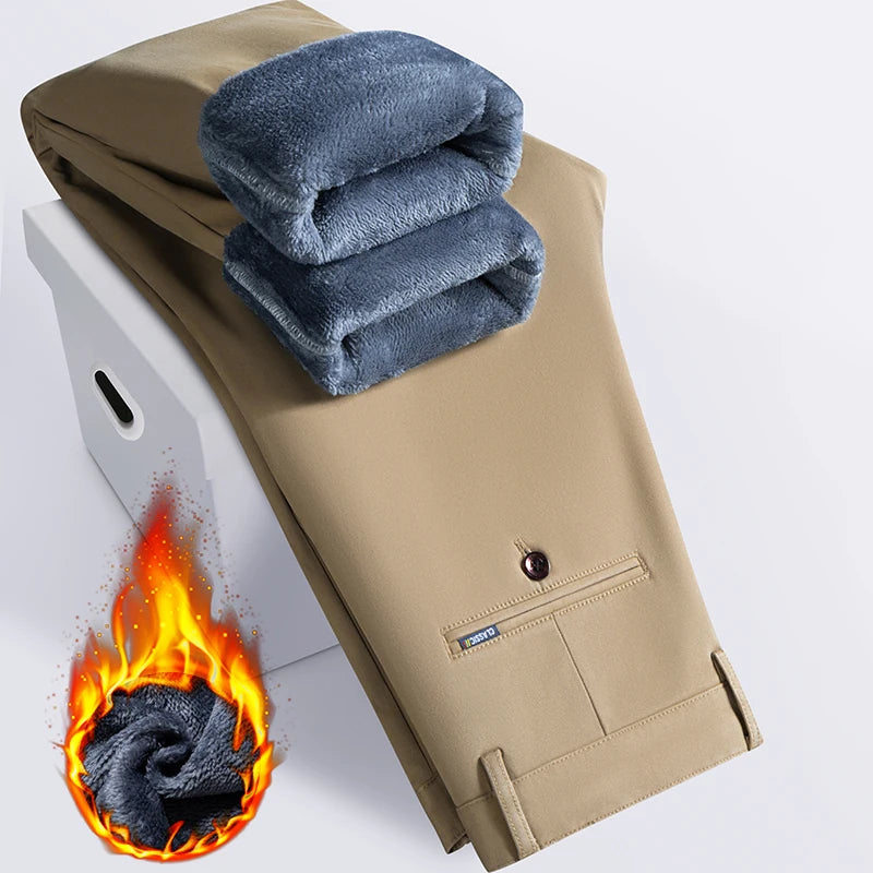 Men's Straight Velvet Casual Pants | Stylish Winter Trousers