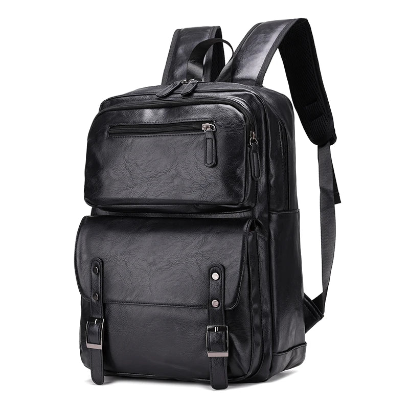 Men's Casual PU Leather Laptop Backpack | Stylish Travel Bags