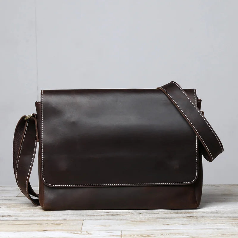 Retro Cowhide Men's Crossbody Bag | Handmade Leather Messenger