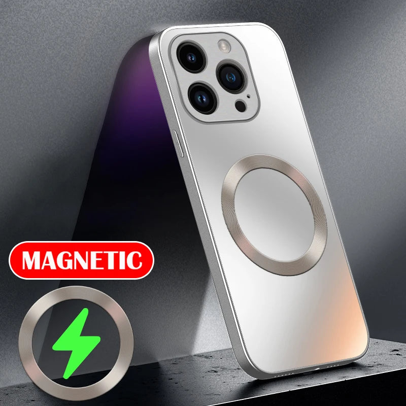 AG Matte Silicone Hard Case For Magsafe iPhone 17 Air 16 16E 15 14 13 12 11 Pro X XS Max Mini Plus Frosted Phone Magnetic Cover