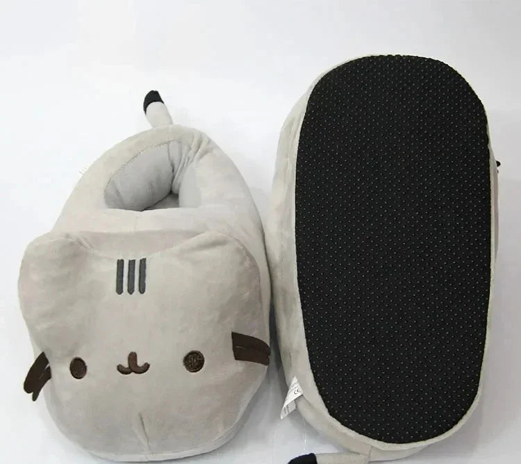 Cartoon Cat Plush Slippers | Cozy Anime Indoor Winter Shoes