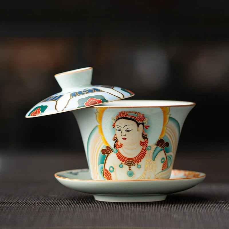 Elegant Rotatable Tea Tureen | Zen Gaiwan Teacup Set