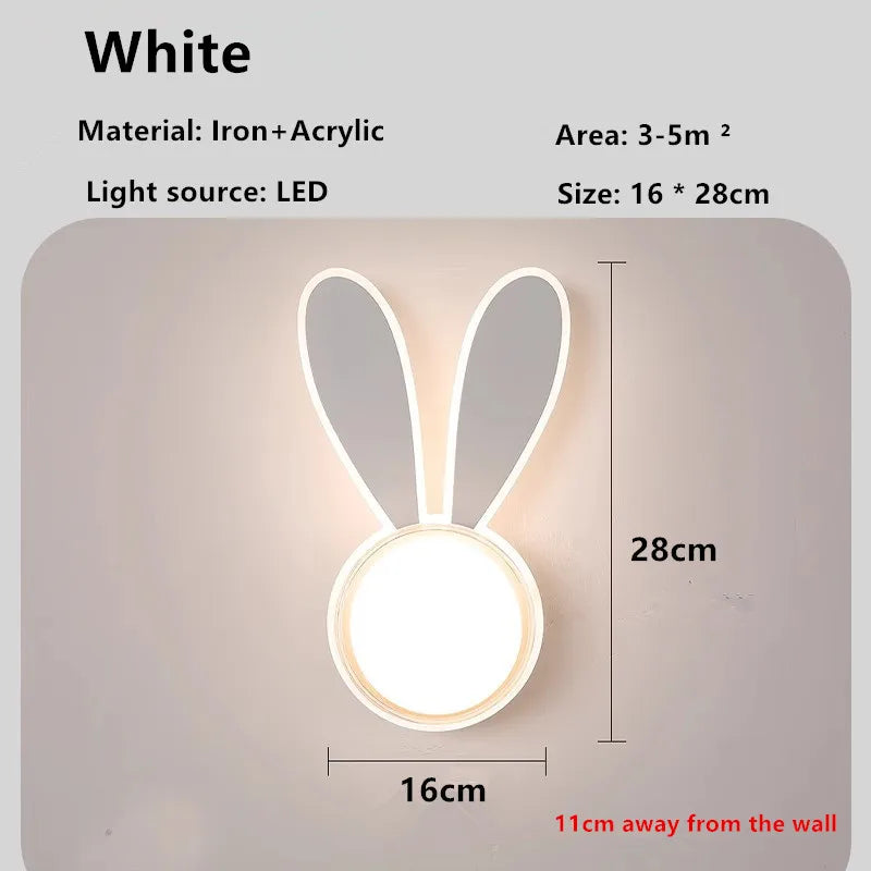 Linda lámpara de pared LED infantil | Moderna luz de dormitorio con dibujos animados