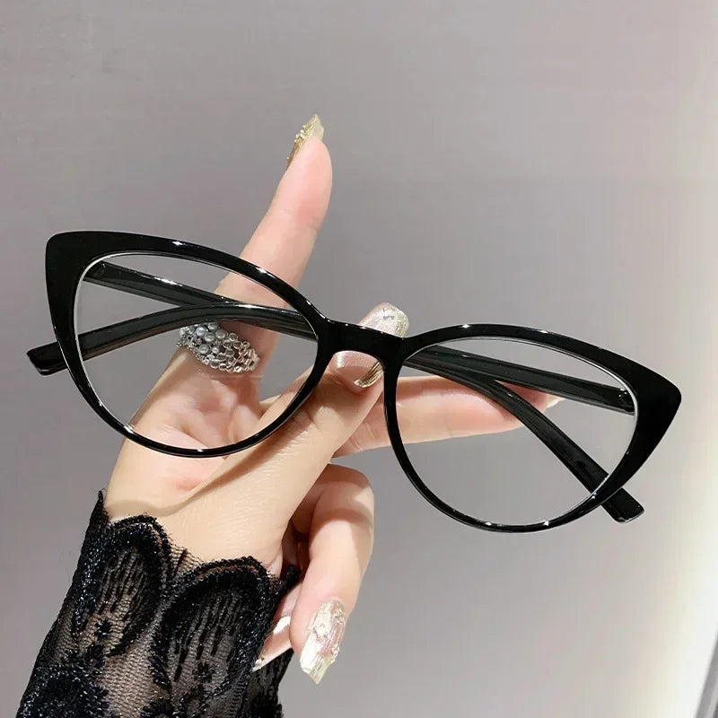 Fashionable cat-eye full-frame reading glasses, retro style, fashionable anti-blue light glasses, ladies' reading glasses