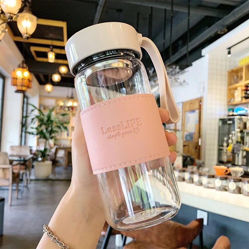 Japanese Style Glass Water Bottle with Tea Infuser | 480ml