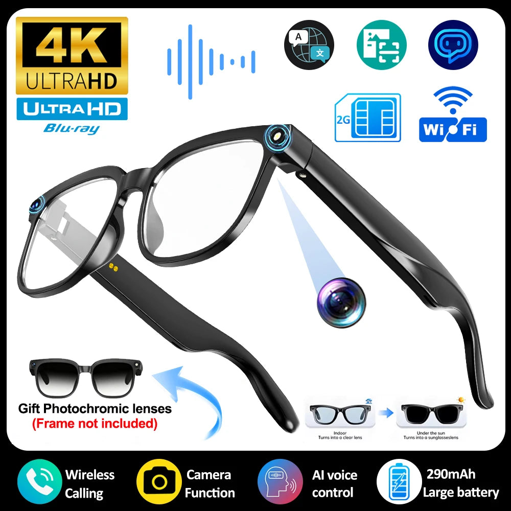 Men's AI Smart Glasses | Dual Camera Translation & Bluetooth Calling