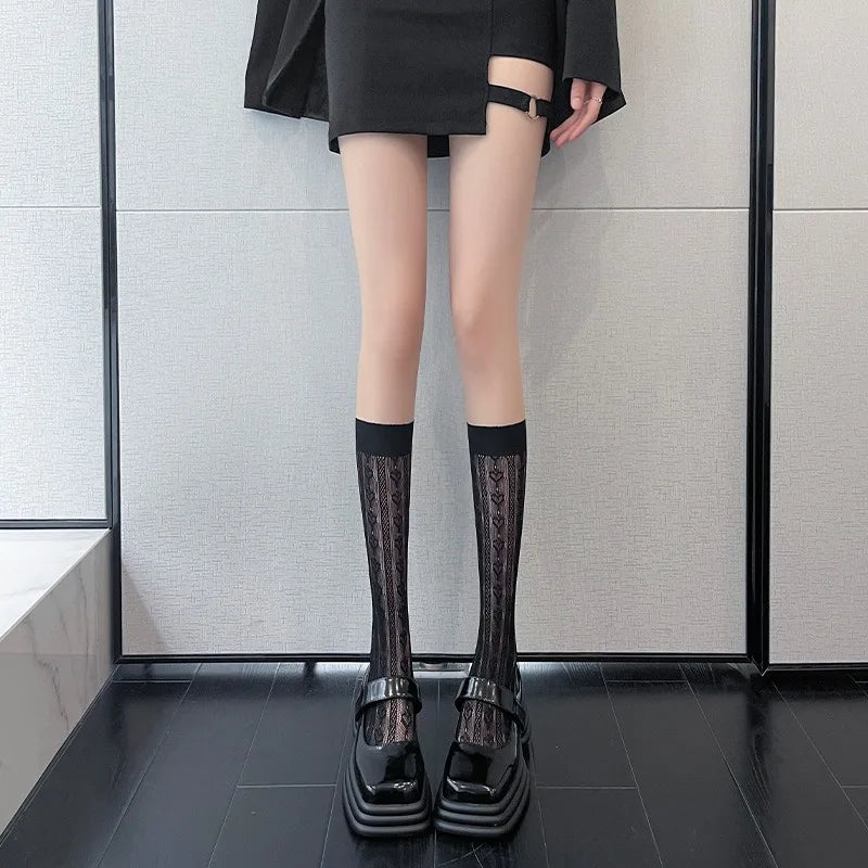 Charming Lace Medium Tube Socks for Women | Cute & Elegant Style