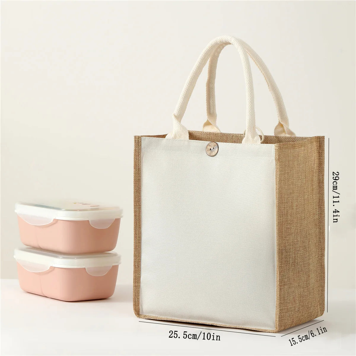 Fashionable Linen Handbag | Versatile Solid Colour Shopping Tote