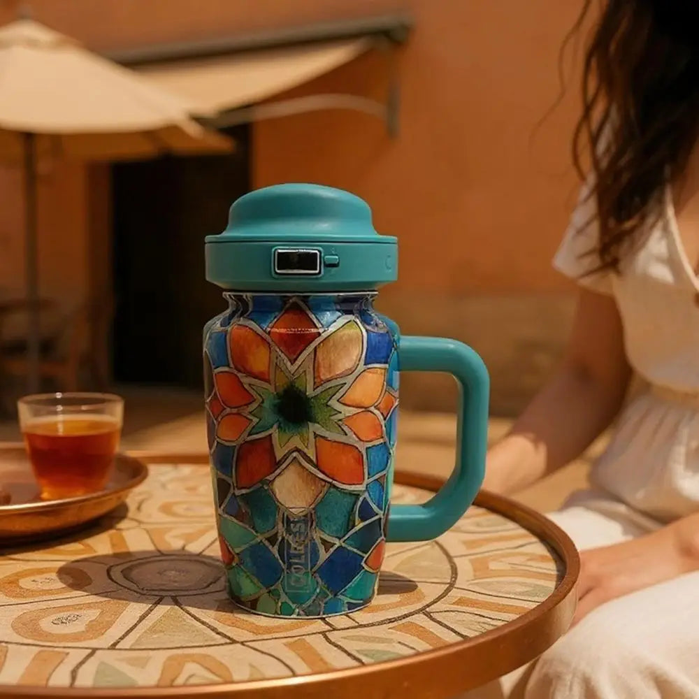 Stainless Steel Insulated Tumbler with Handle & 3 Leakproof Lids