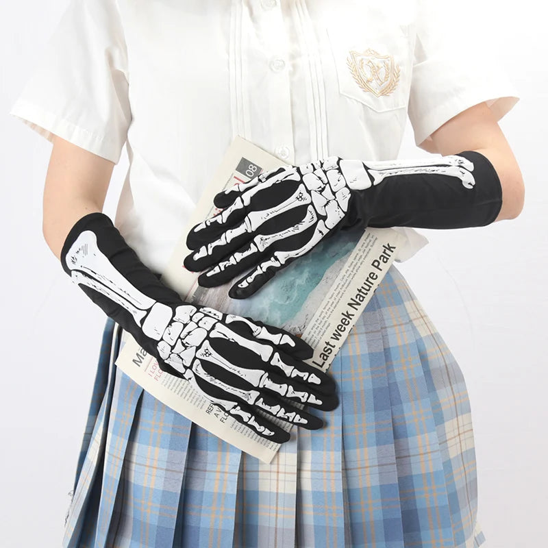 Black Punk Fingerless Gloves | Gothic Skeleton Style Accessories