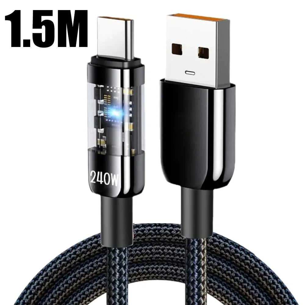 240W Fast Charging USB to Type C Data Cable for All Devices