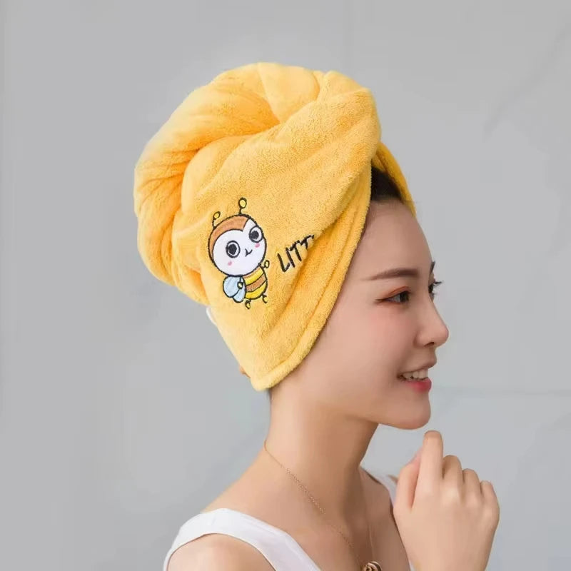Soft Microfiber Dry Hair Towel | Quick-Dry Embroidered Shower Wrap