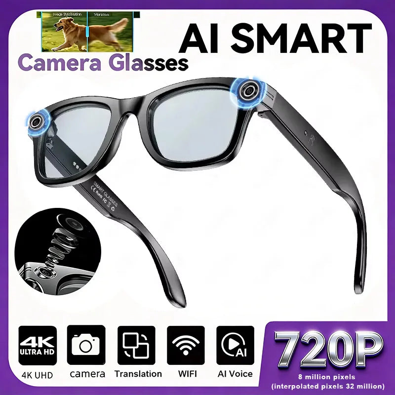 Smart Glasses with AI Camera, Bluetooth & Voice Translation
