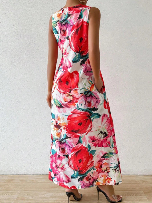 Women's Floral Print V-Neck Sleeveless Dress | Effortless Summer Style