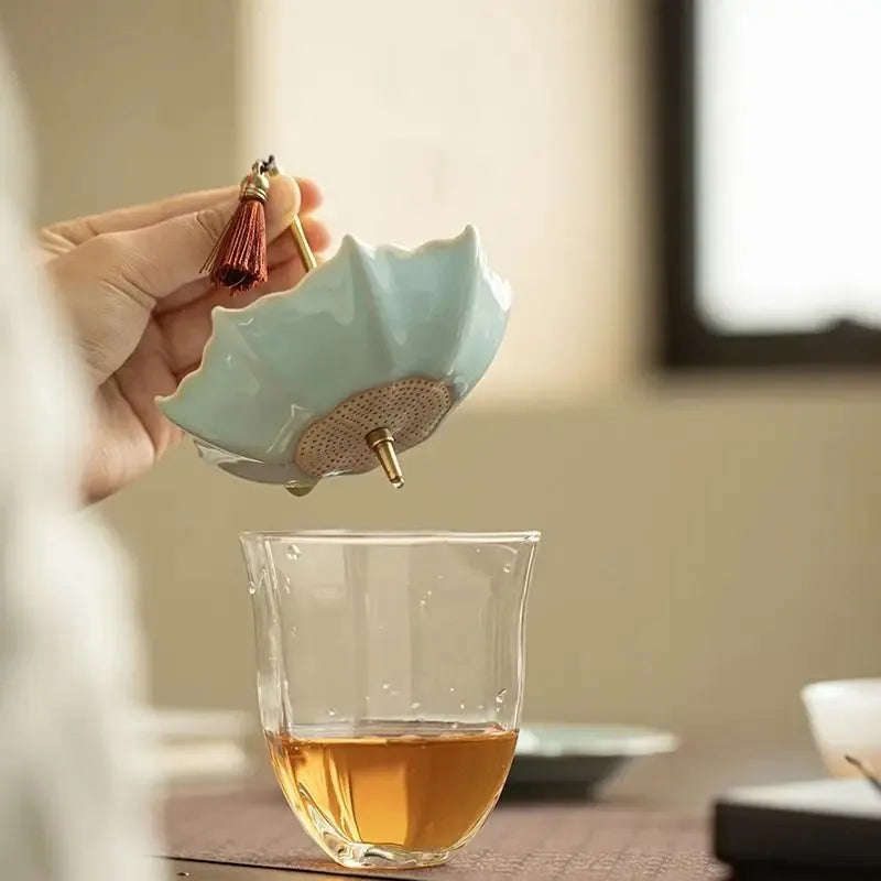 Creative Handmade Rotating Umbrella Tea Filter Set | Anti-Scald Ornament
