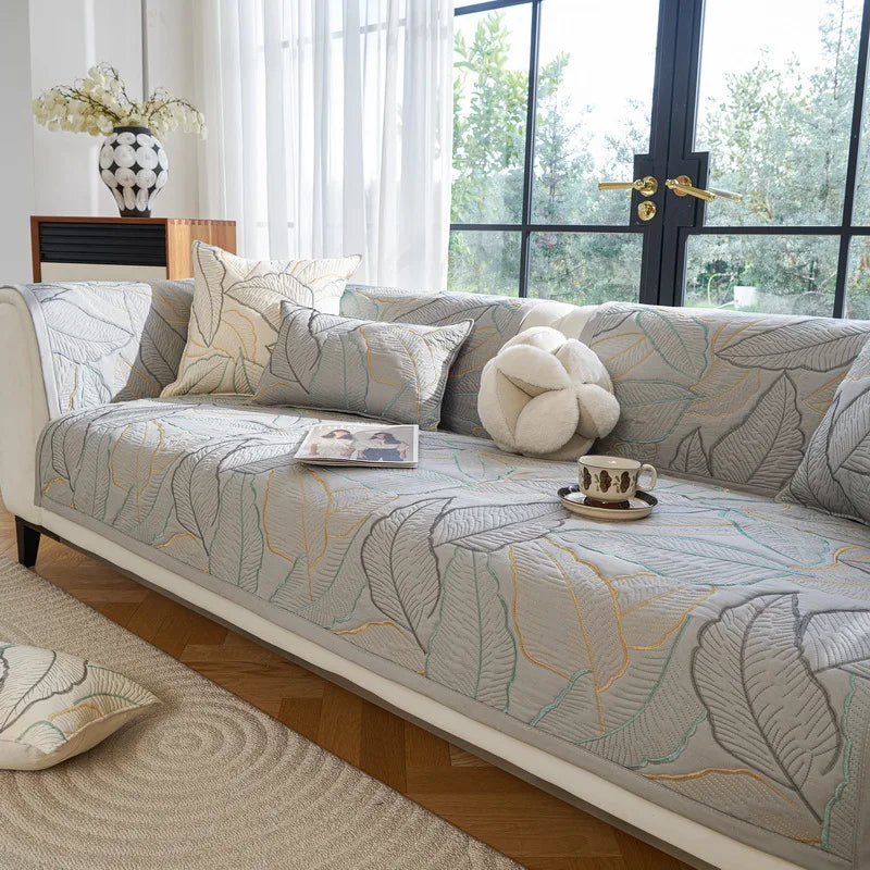 Luxury Pure Cotton Non-Slip Sofa Seat Cover | All Season Comfort