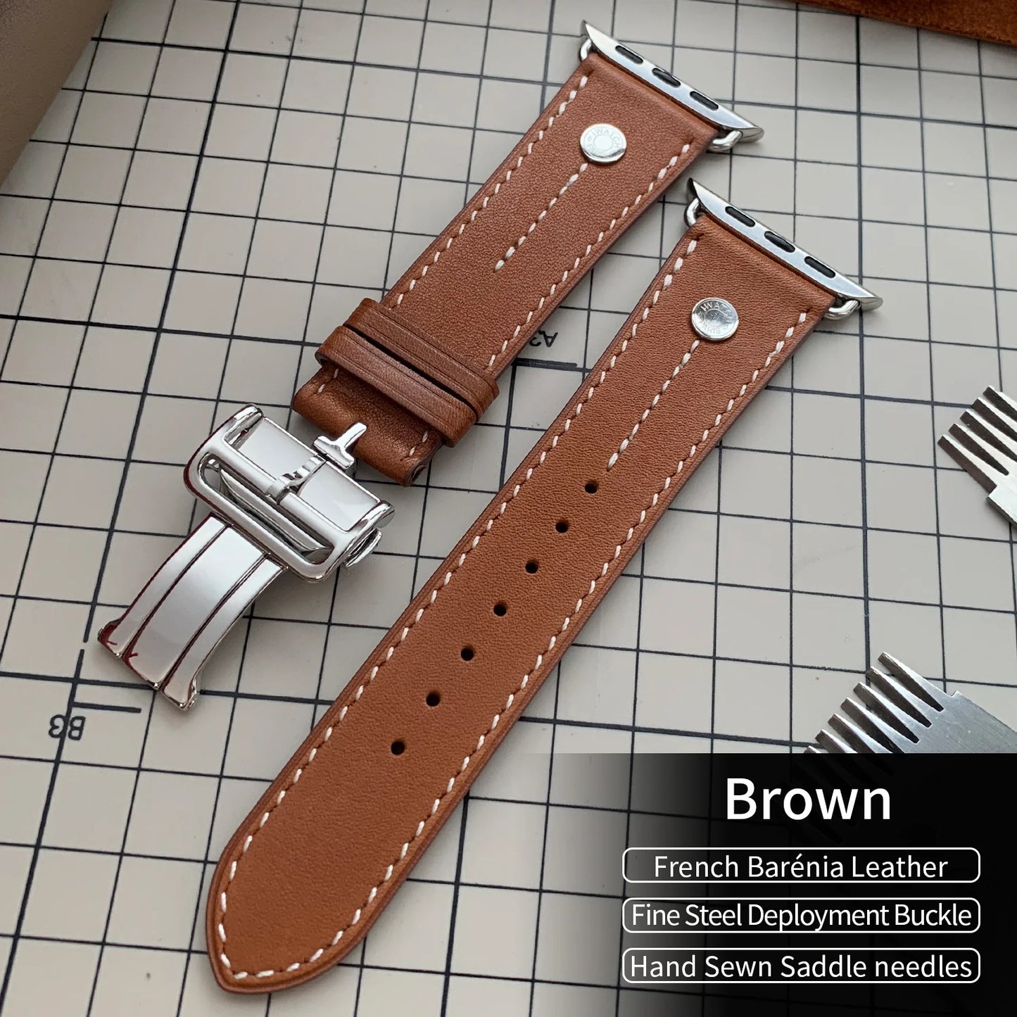 High-Quality Calfskin Leather Single Tour Band for Smartwatch