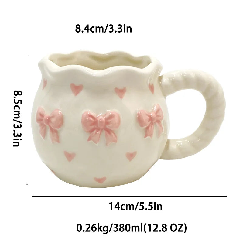 Cute Handmade Bow Ceramic Coffee Cup | Unique Gift Mug