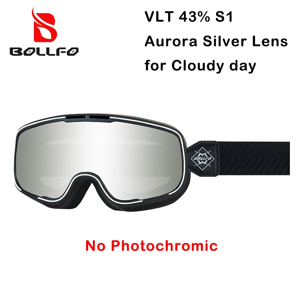 BOLLFO Photochromic Motorcycle Goggles Motorbike Eyewear OTG UV Protection Auto-tinting ATV Glasses Windproof Dirt Bike Goggles