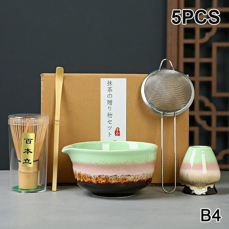 Juego completo de té Matcha con batidor de bambú y accesorios