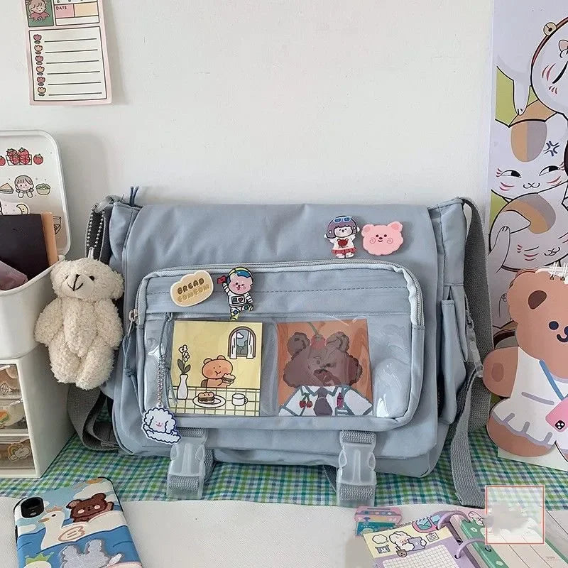 Elegante bolso de lona tipo bandolera de gran capacidad para mujer